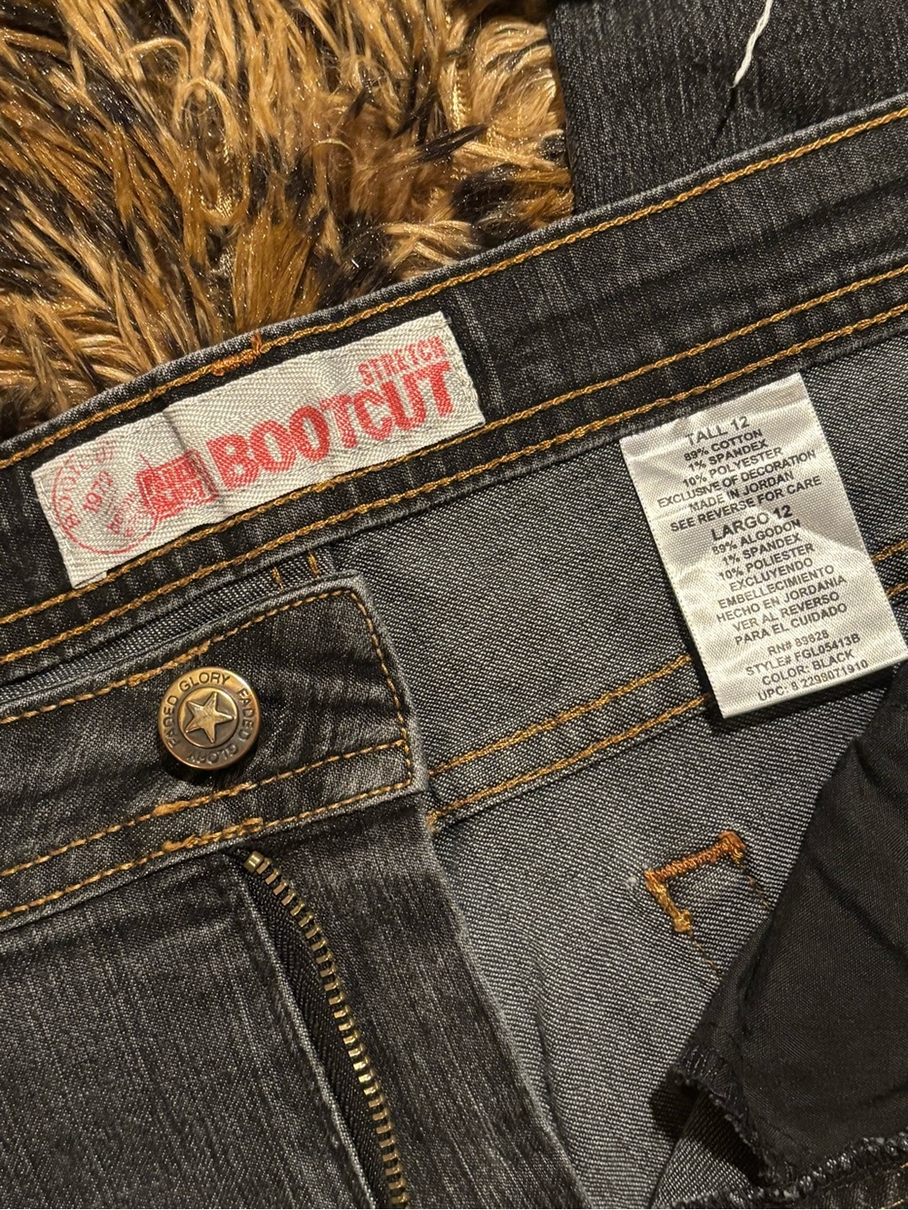 Faded Glory Black Bootcut Jeans with Gold Stitching